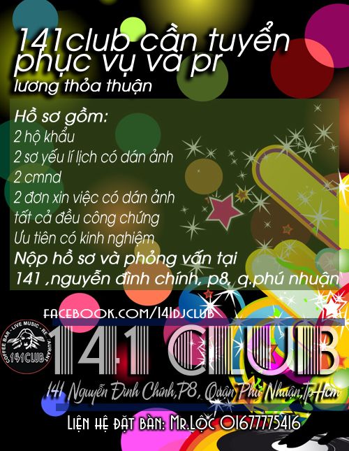 Cần tuyển pr và phục vụ cho bar