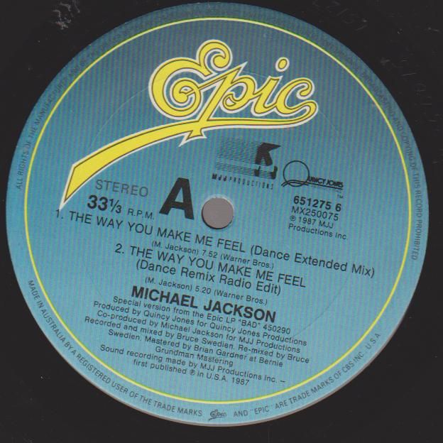 Jackson, michael - The Way You Make Me Feel-dance Ext.mix/dance Remix Radio/dub/a Capella