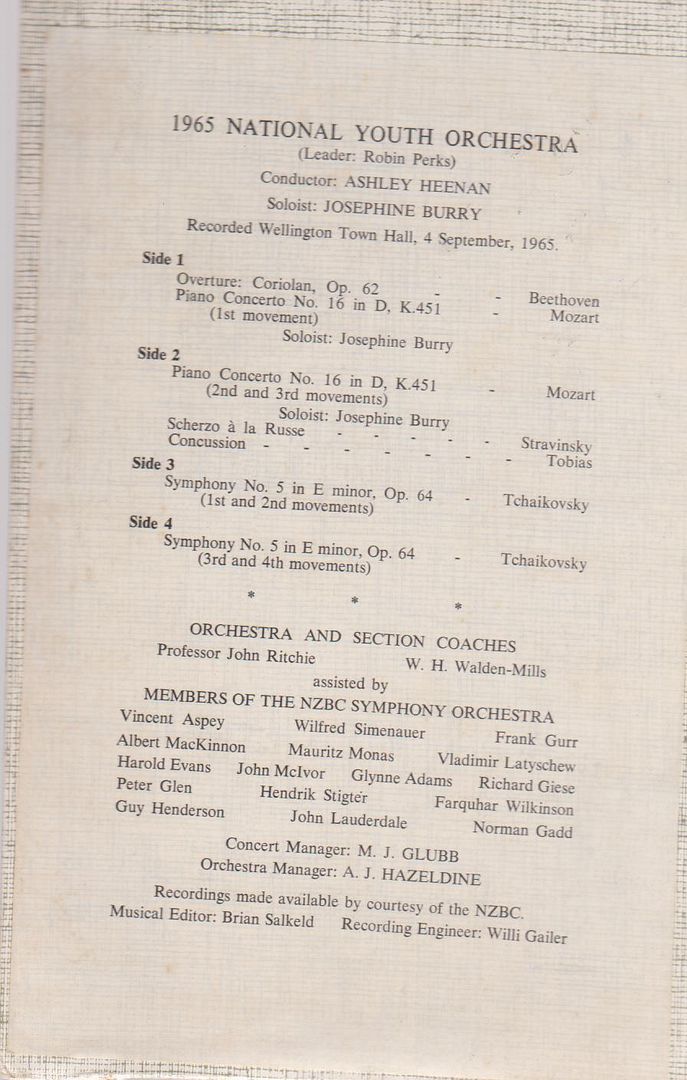 National Youth Orchestra-New Zealand - 1965 National Youth Orchestra