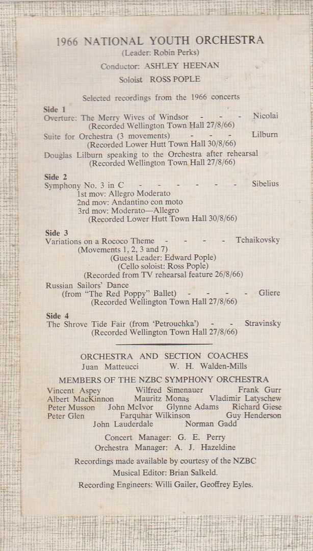1966 National Youth Orchestra - National Youth Orchestra-New Zealand