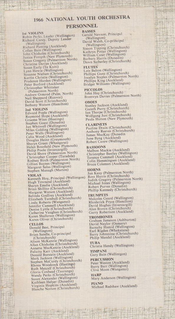 National Youth Orchestra-New Zealand - 1966 National Youth Orchestra