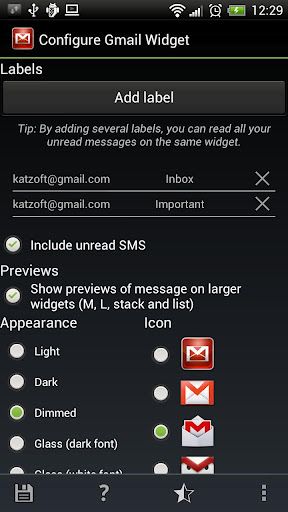 5336318d Gmail Widgets 4.0 (Android)