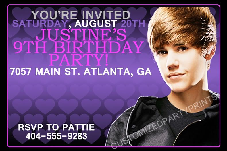 justin bieber birthday party theme. little ones party info!