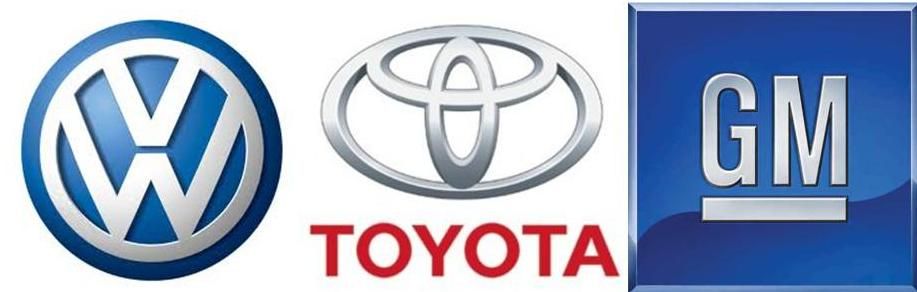 Toyota GM Volkswagen Logos