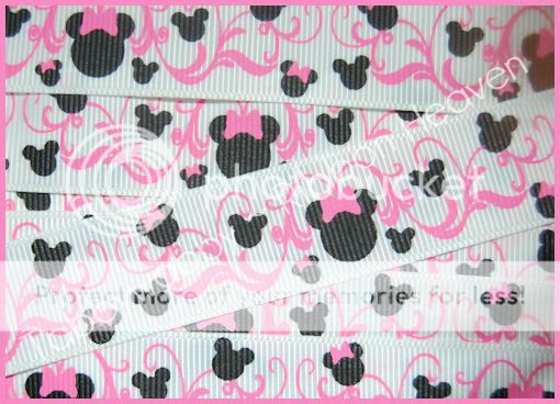 Pink Mouse Head Scrolls Valentines Day Grosgrain Ribbon TWRH 