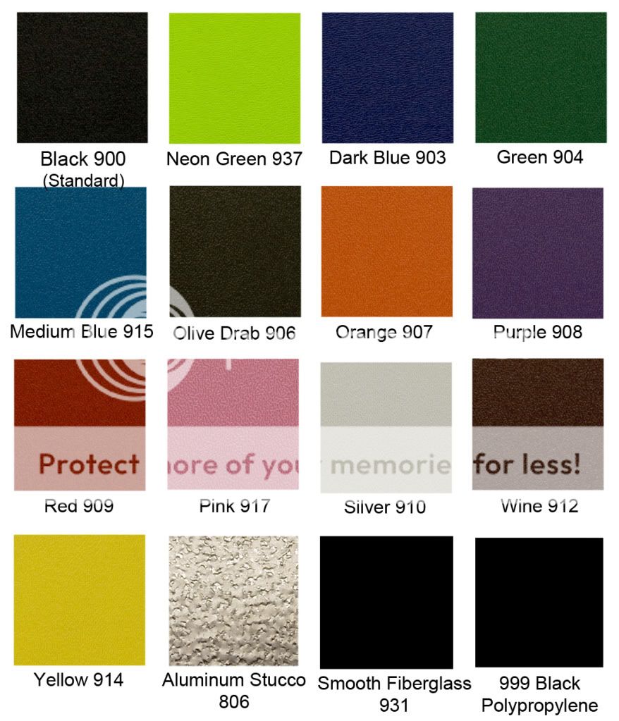 below is a chart of available colors for the exterior laminate